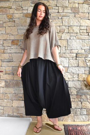 Oscar Asymmetric Hareem Skirt Pant Black